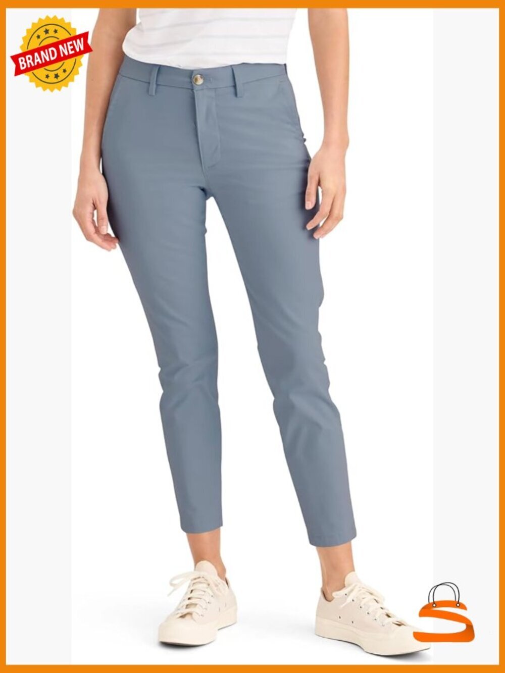 Skinny Fit Chino Pants Mid-Rise Stretch Cotton